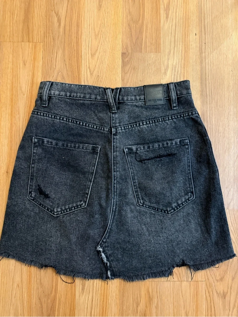 Free people Black Denim Frayed Hem Mini Skirt size 27